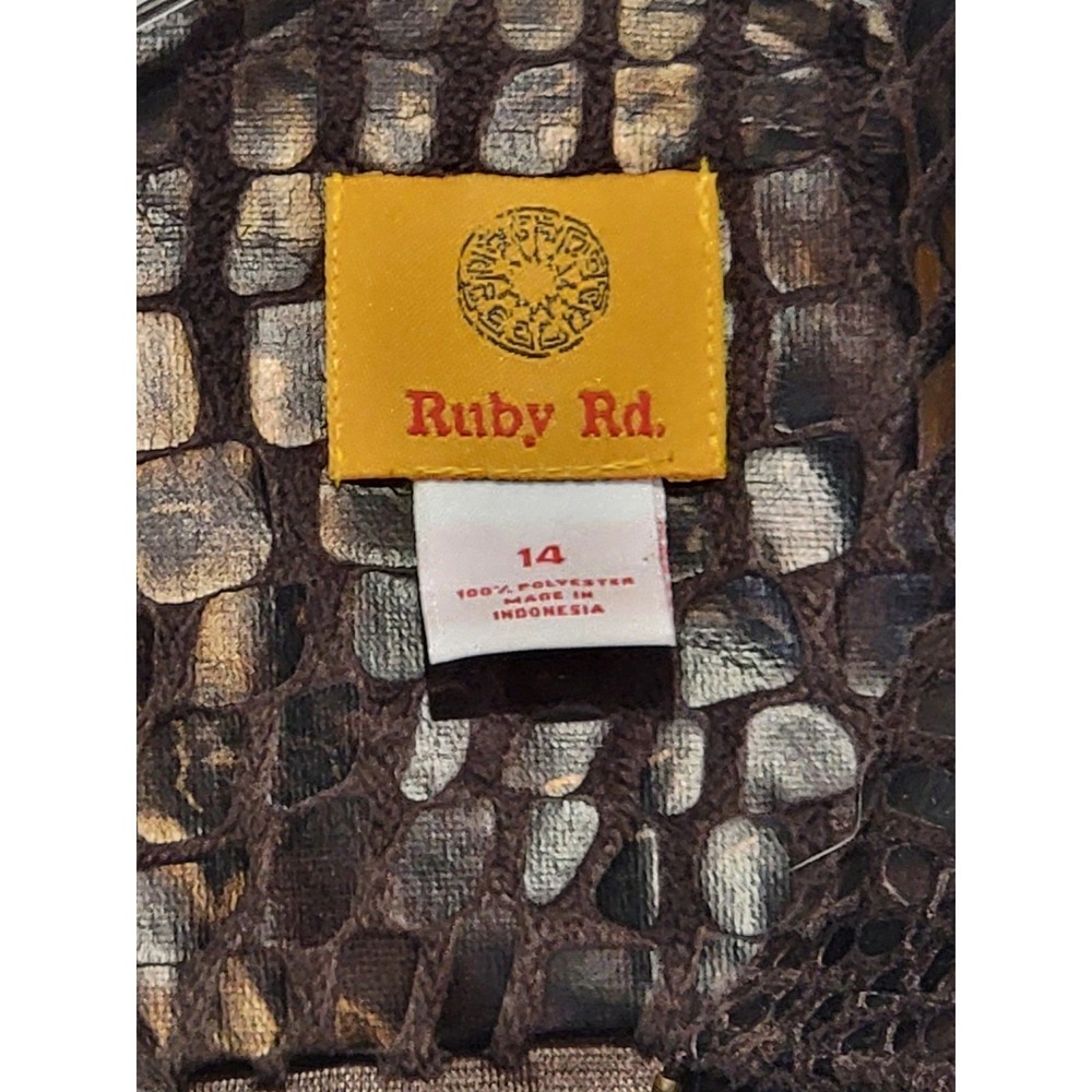 Ruby Rd Women's Size 14 Long‎ Sleeve Zip-Up Jacket Brown Animal Print - Picture 3 of 7